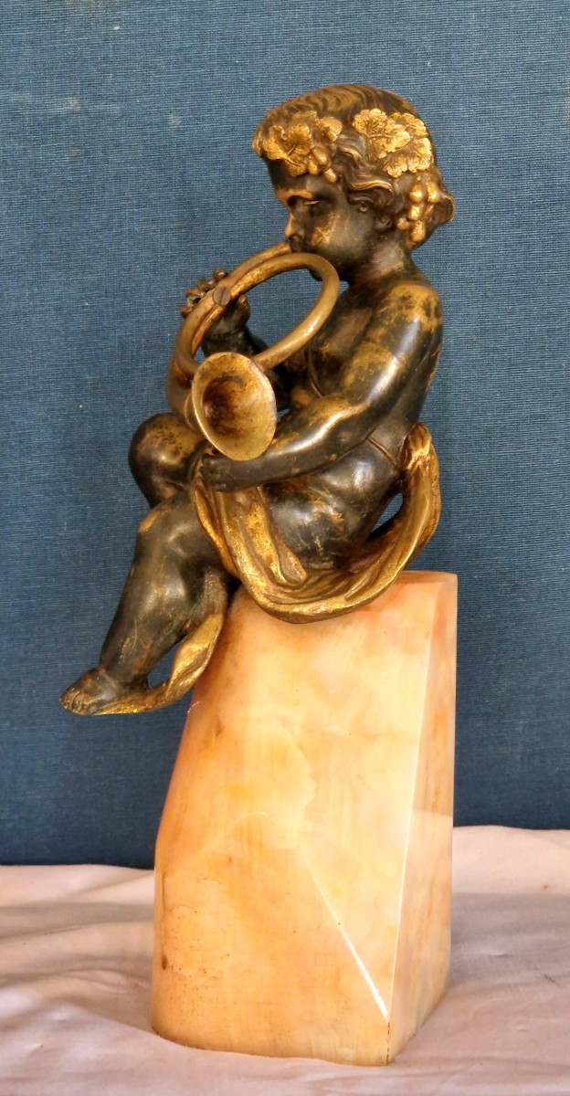 Putti musicien en bronze-photo-4
