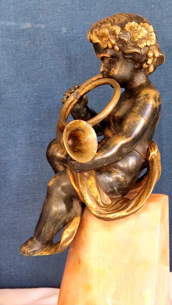Putti musicien en bronze-photo-4