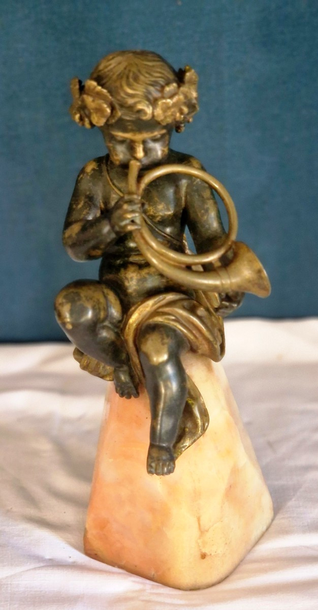 Putti musicien en bronze-photo-6