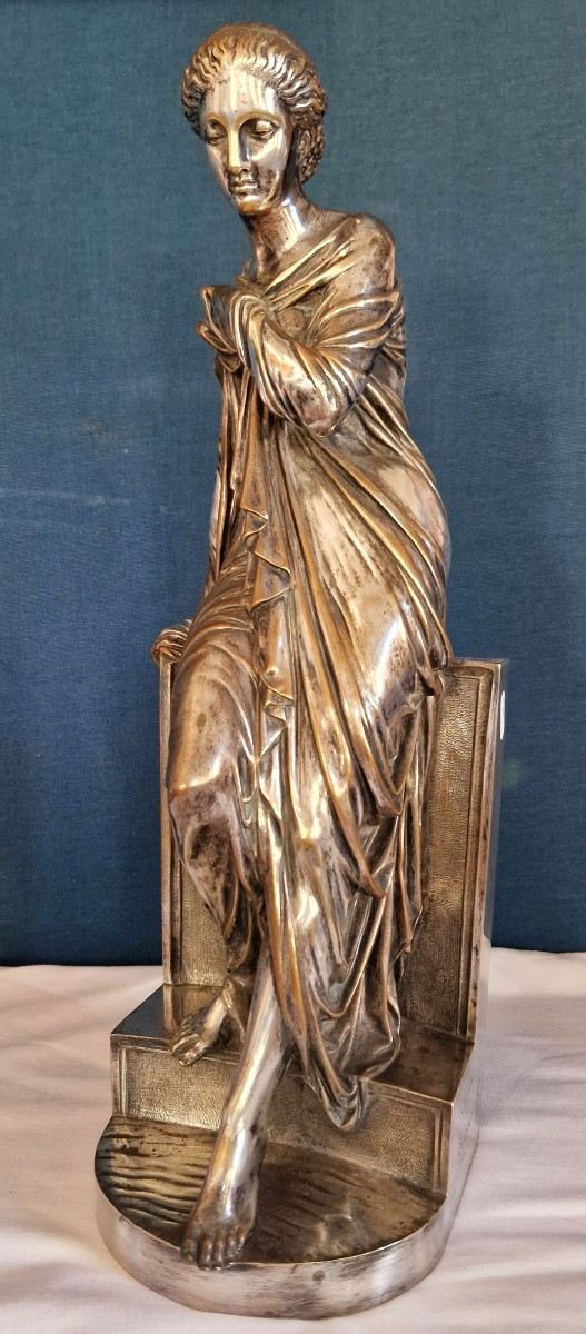Bronze argenté représentant Suzanne signé Eugène Antoine AIZELIN (1821- 1902). -photo-2