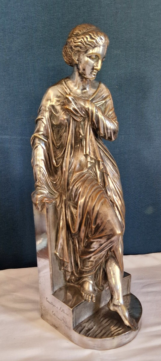 Bronze argenté représentant Suzanne signé Eugène Antoine AIZELIN (1821- 1902). -photo-3