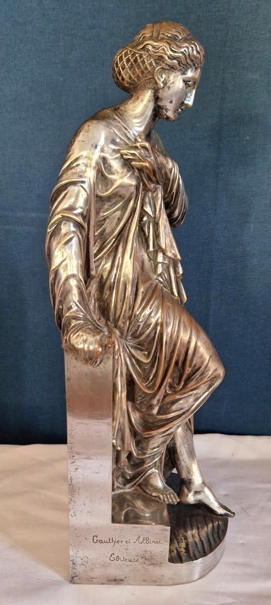 Bronze argenté représentant Suzanne signé Eugène Antoine AIZELIN (1821- 1902). -photo-4