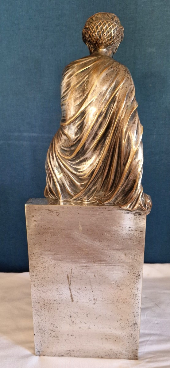 Bronze argenté représentant Suzanne signé Eugène Antoine AIZELIN (1821- 1902). -photo-1