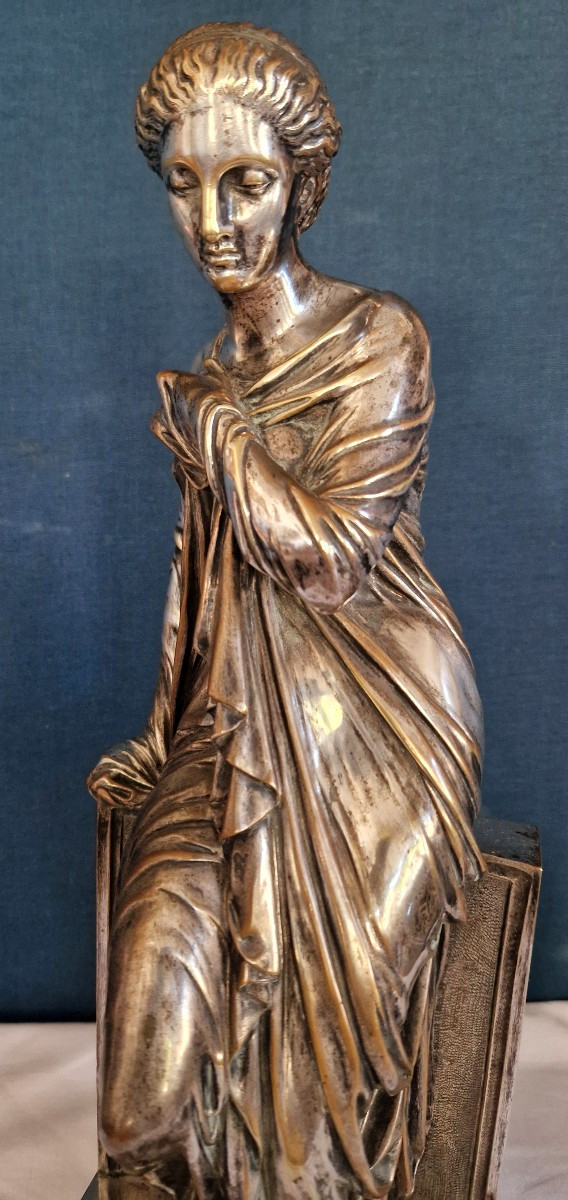 Bronze argenté représentant Suzanne signé Eugène Antoine AIZELIN (1821- 1902). -photo-3