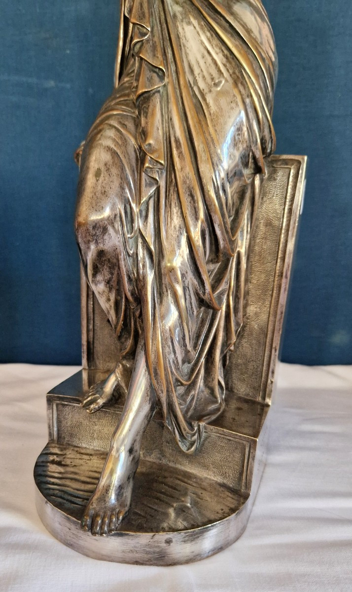 Bronze argenté représentant Suzanne signé Eugène Antoine AIZELIN (1821- 1902). -photo-4