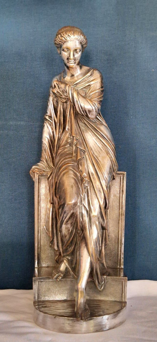 Bronze argenté représentant Suzanne signé Eugène Antoine AIZELIN (1821- 1902). 