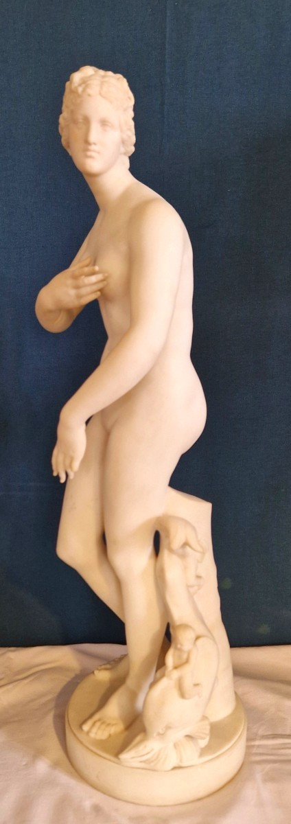 statue en marbre et albatre représentant Vénus signé F. G . Pugi Florence-photo-3