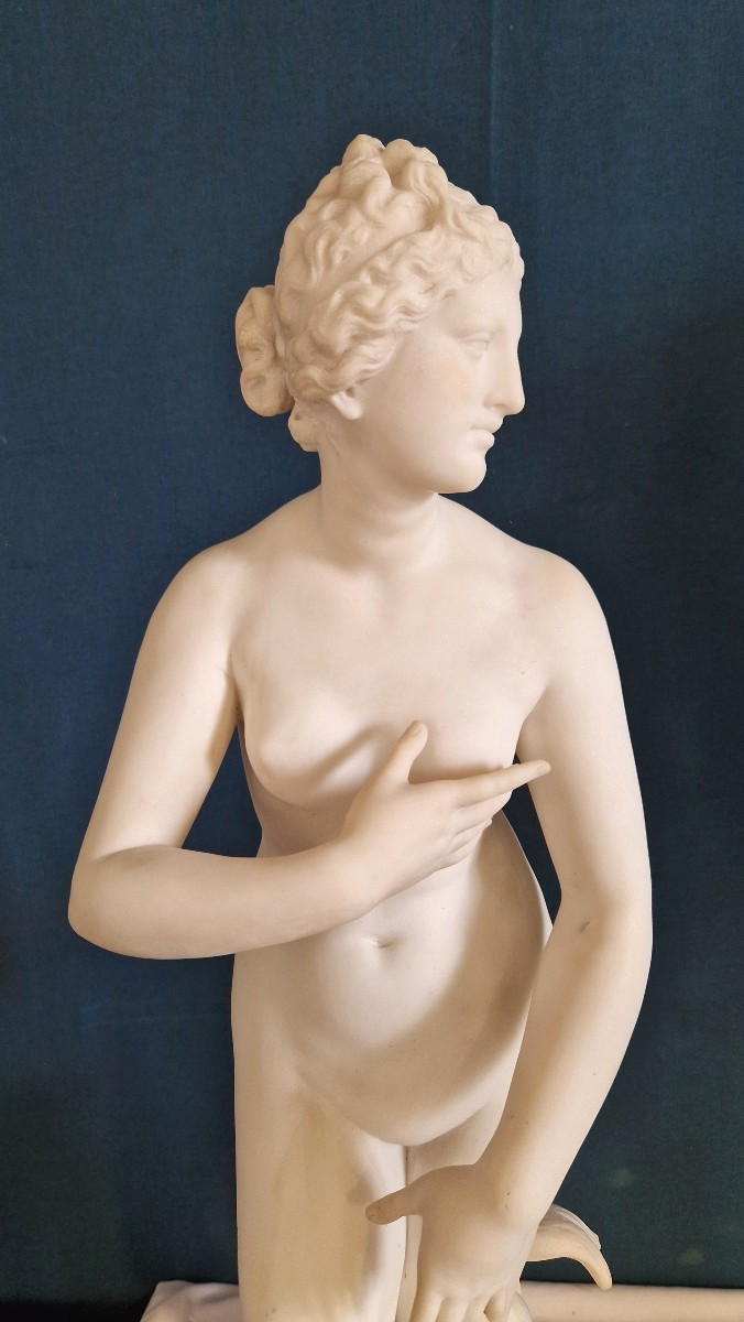 statue en marbre et albatre représentant Vénus signé F. G . Pugi Florence-photo-3