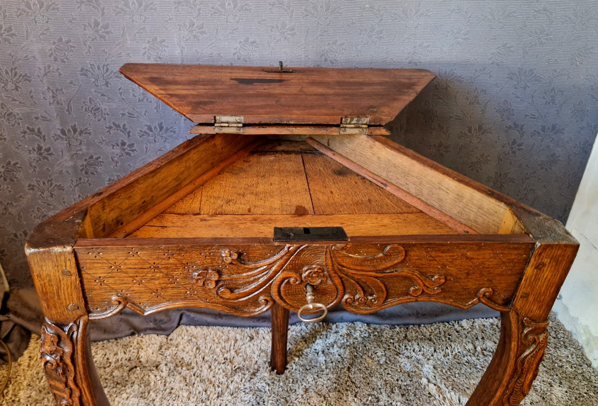 Table angle Liégeoise en chêne XIXème-photo-4