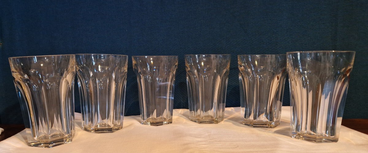 6 choppes à bière en cristal Baccarat