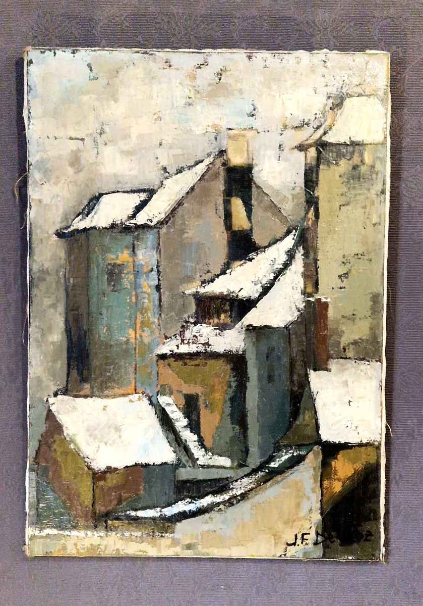 Snow In Bourbonnais By Jf.delooz (20th Century)-photo-3