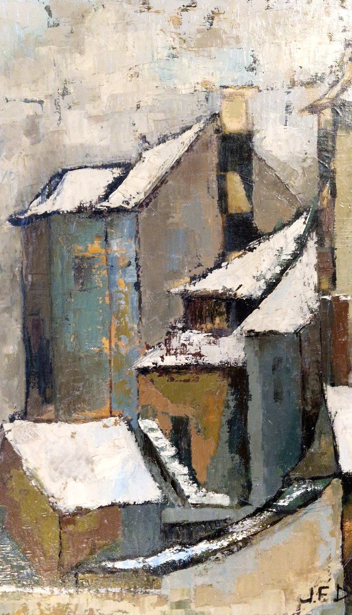 Snow In Bourbonnais By Jf.delooz (20th Century)-photo-4