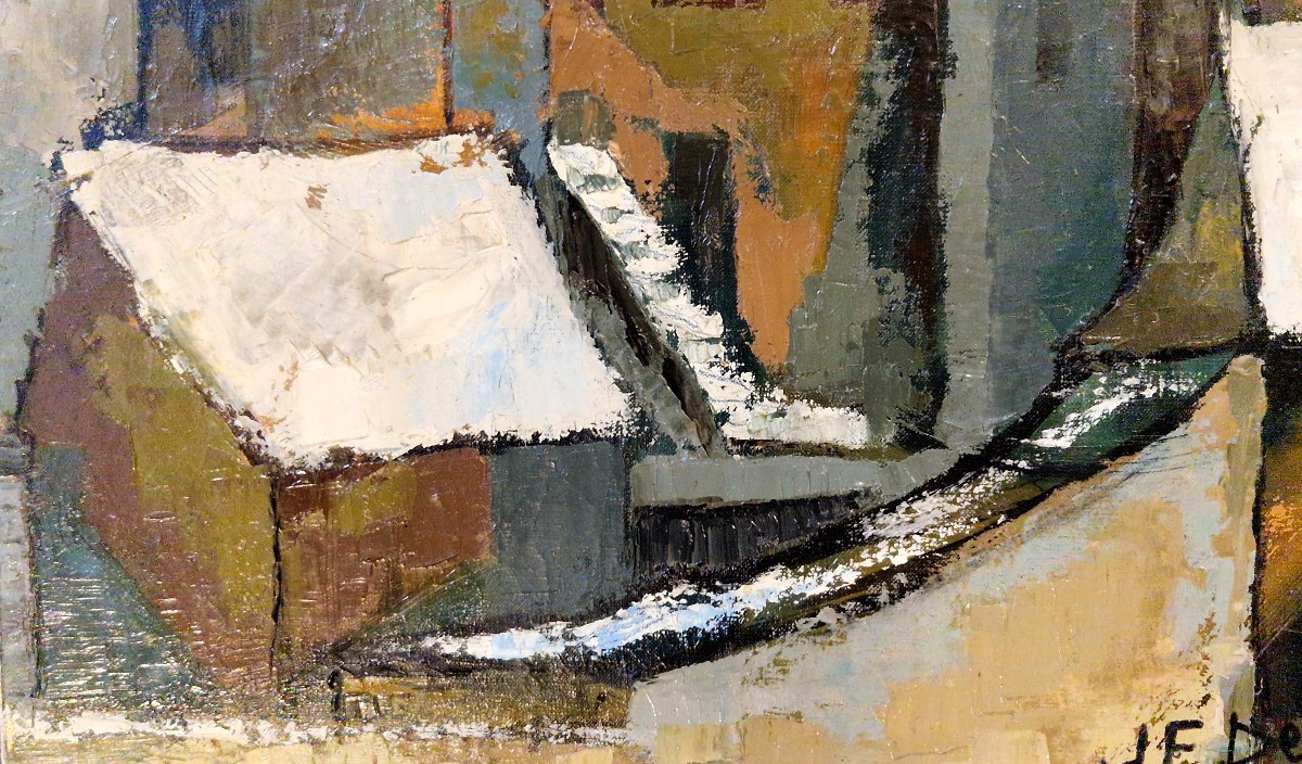 Snow In Bourbonnais By Jf.delooz (20th Century)-photo-3