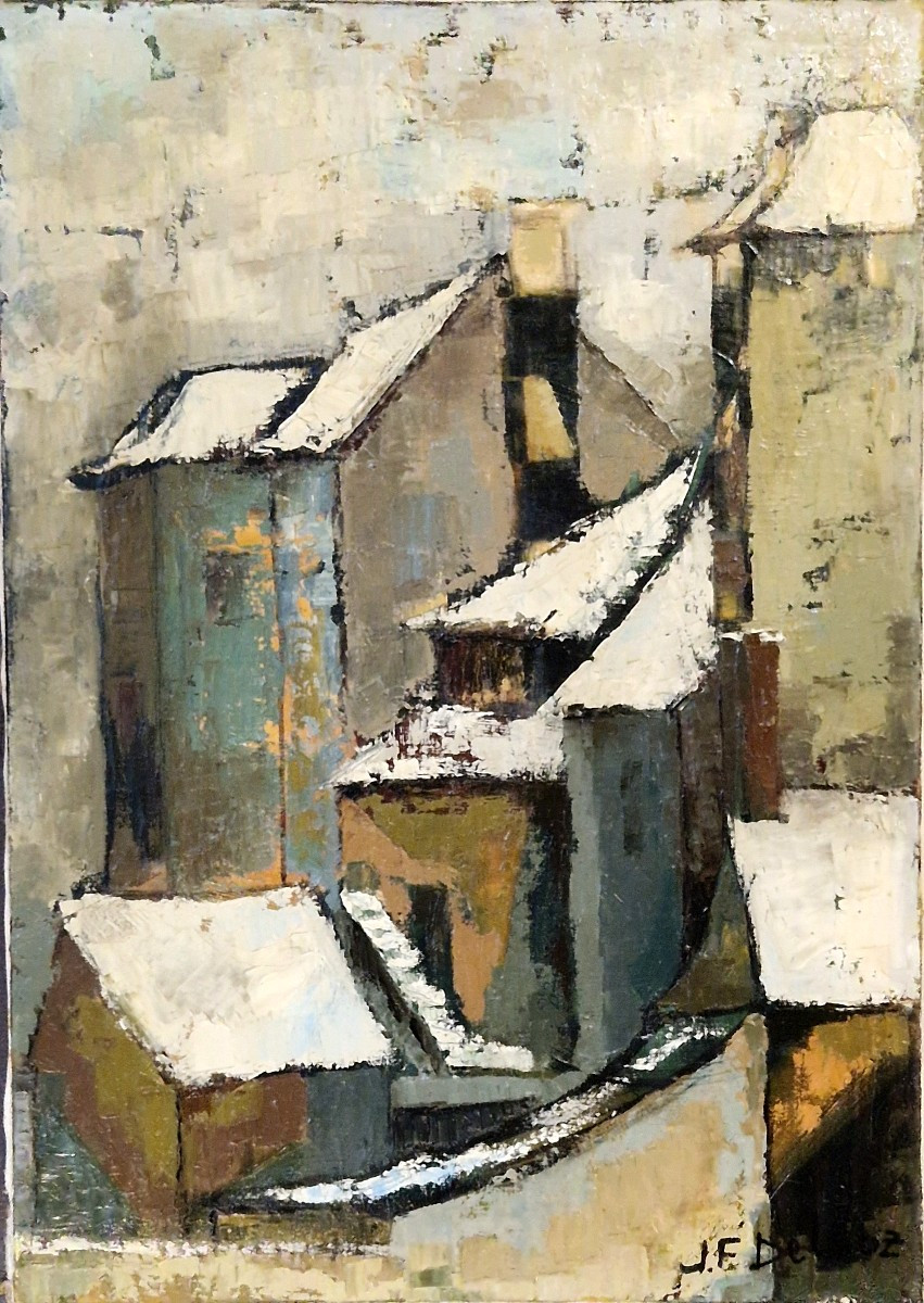 Snow In Bourbonnais By Jf.delooz (20th Century)