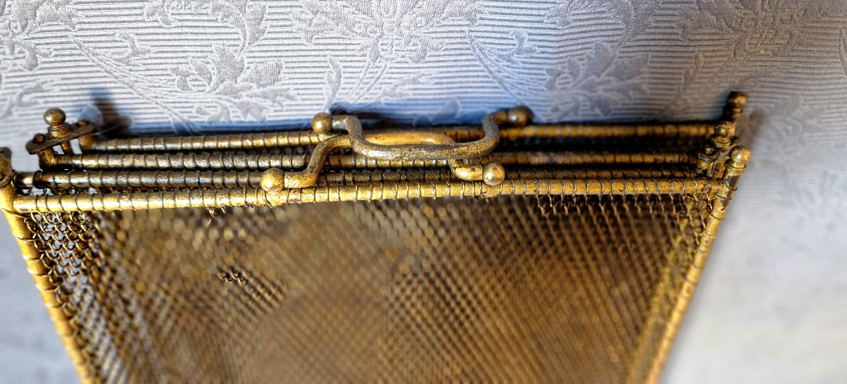 Pare feu en métal doré à 4 vantaux-photo-6