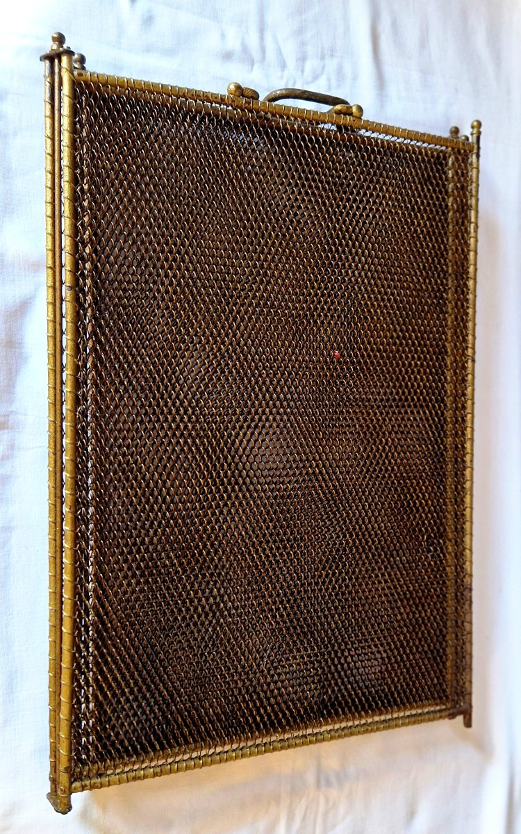 Pare feu en métal doré à 4 vantaux-photo-8