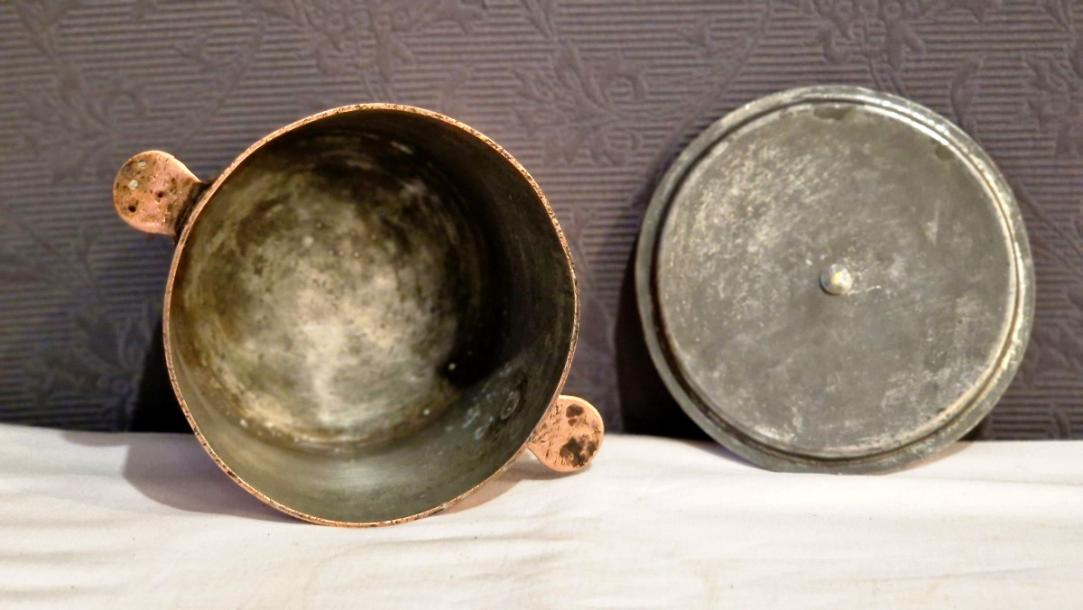 Small Copper Vegetable Dish With Initial K-photo-4