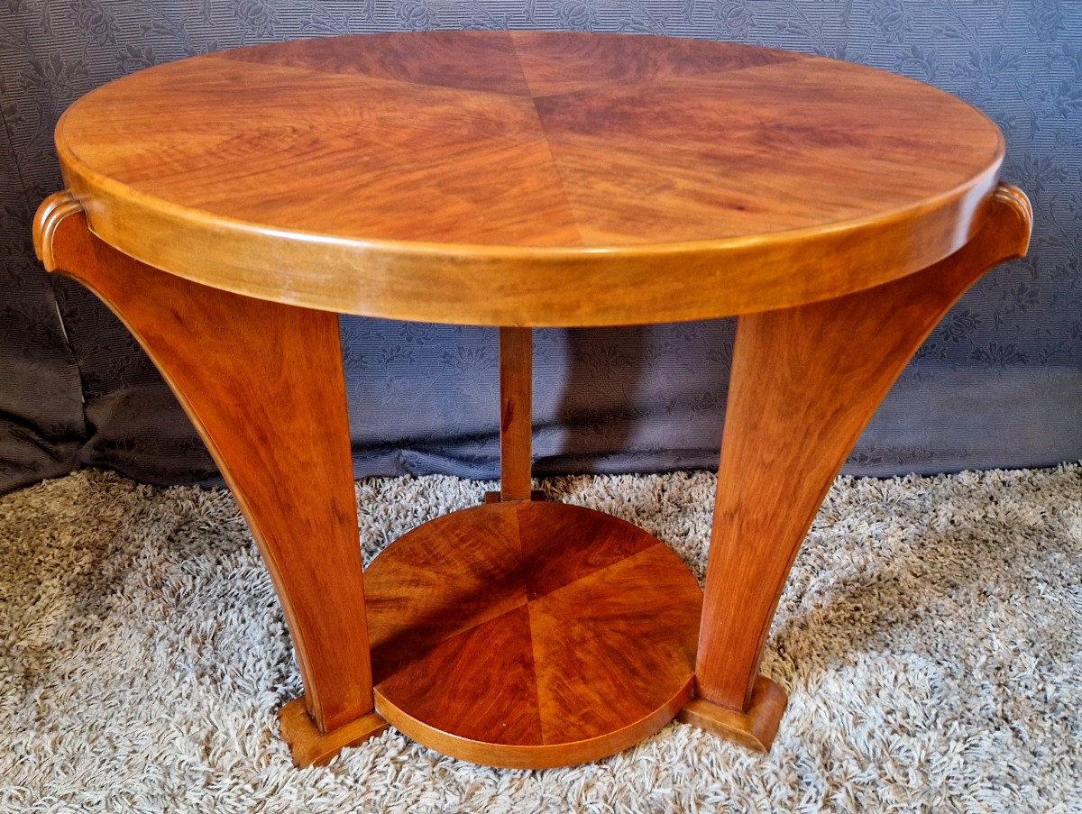 Art Deco Side Table In Walnut Veneer-photo-2