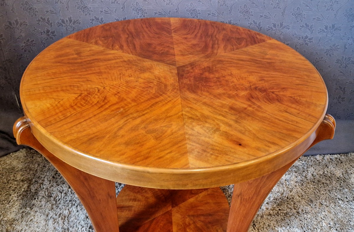 Art Deco Side Table In Walnut Veneer-photo-3