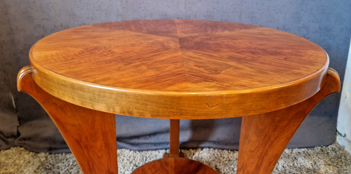 Art Deco Side Table In Walnut Veneer-photo-3