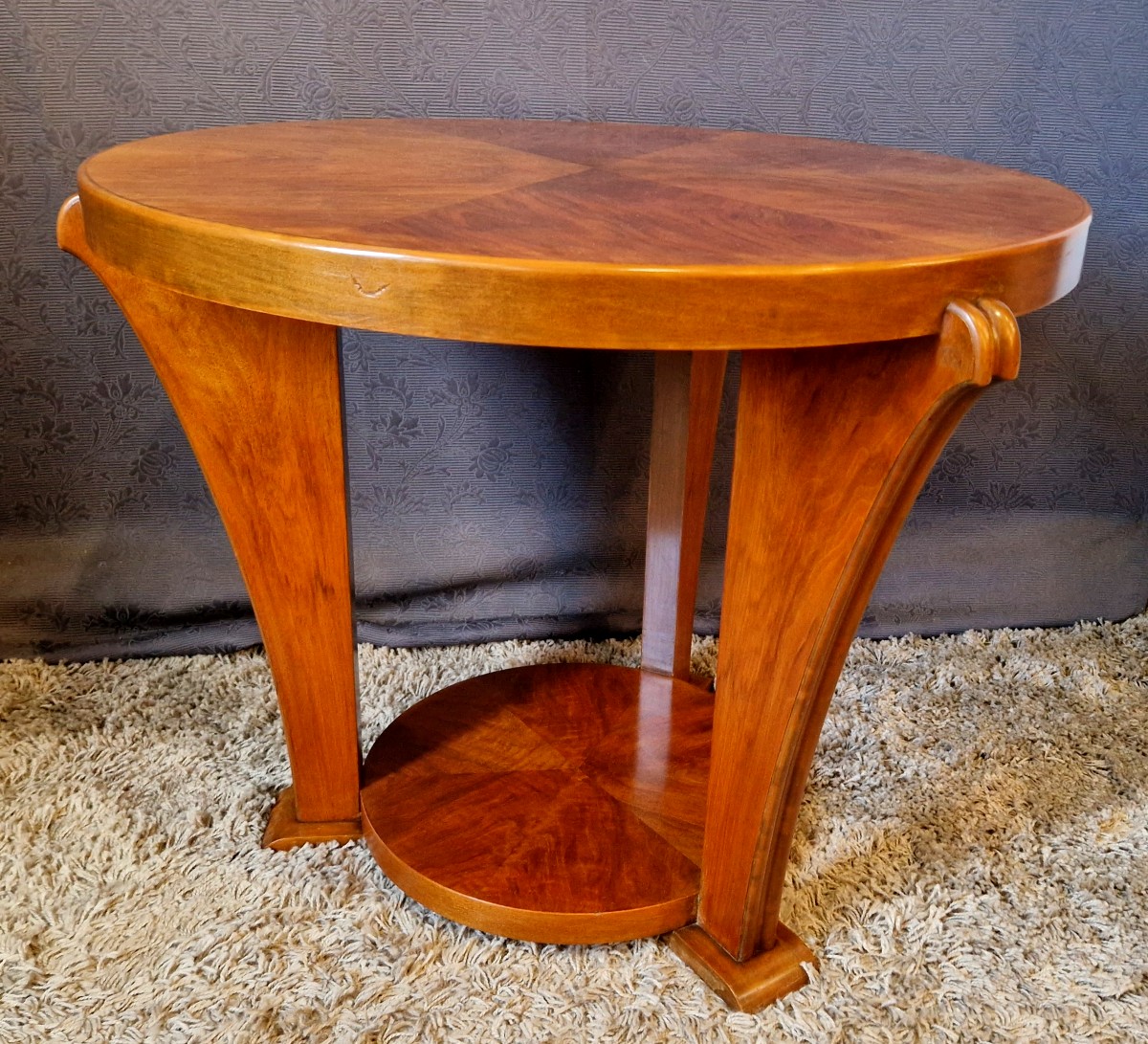 Art Deco Side Table In Walnut Veneer-photo-4