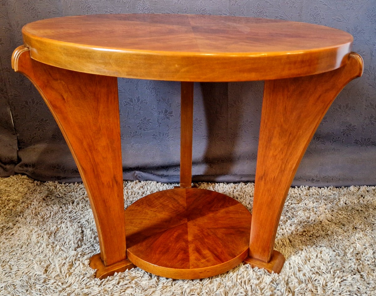 Art Deco Side Table In Walnut Veneer-photo-5