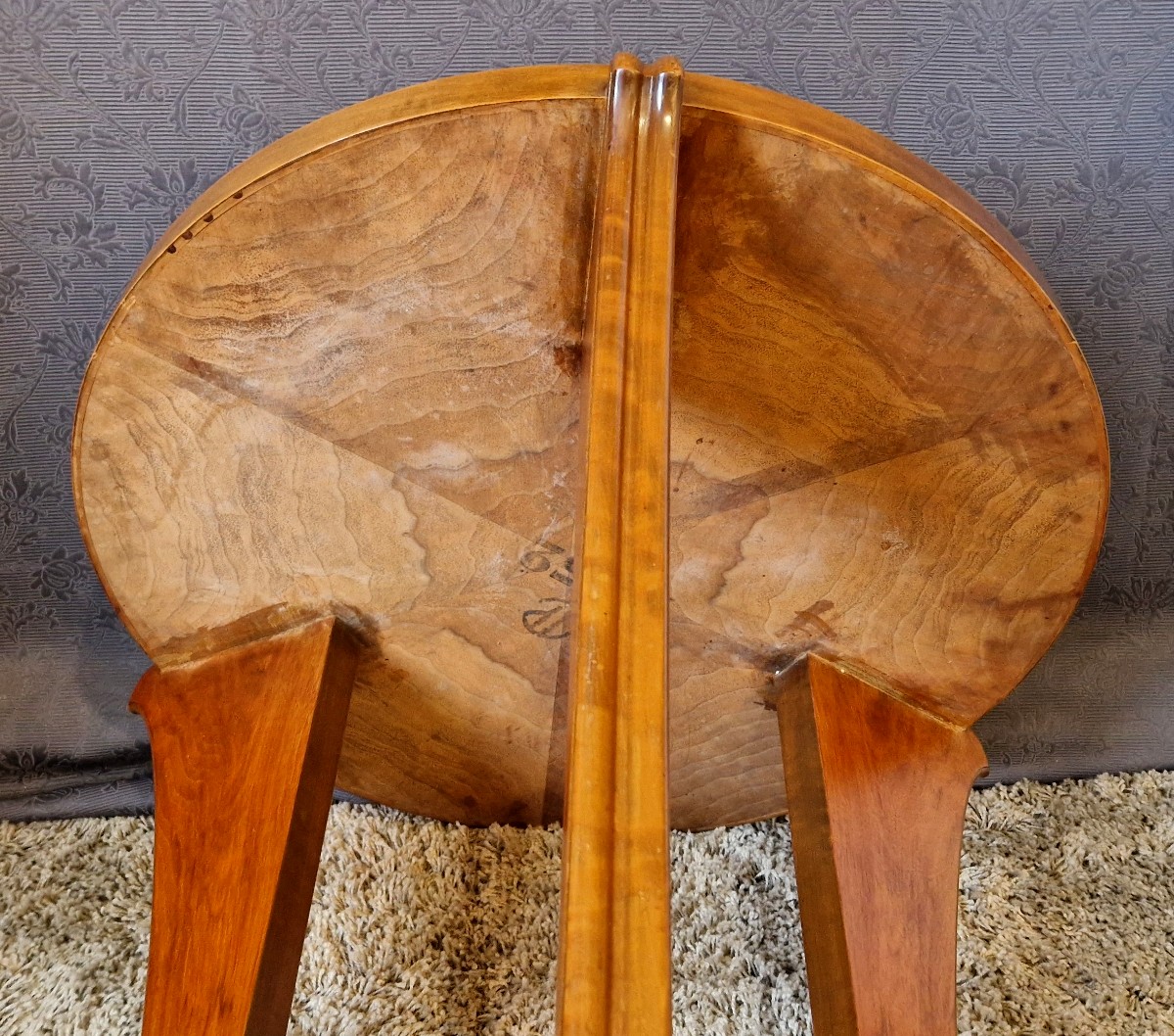 Art Deco Side Table In Walnut Veneer-photo-7