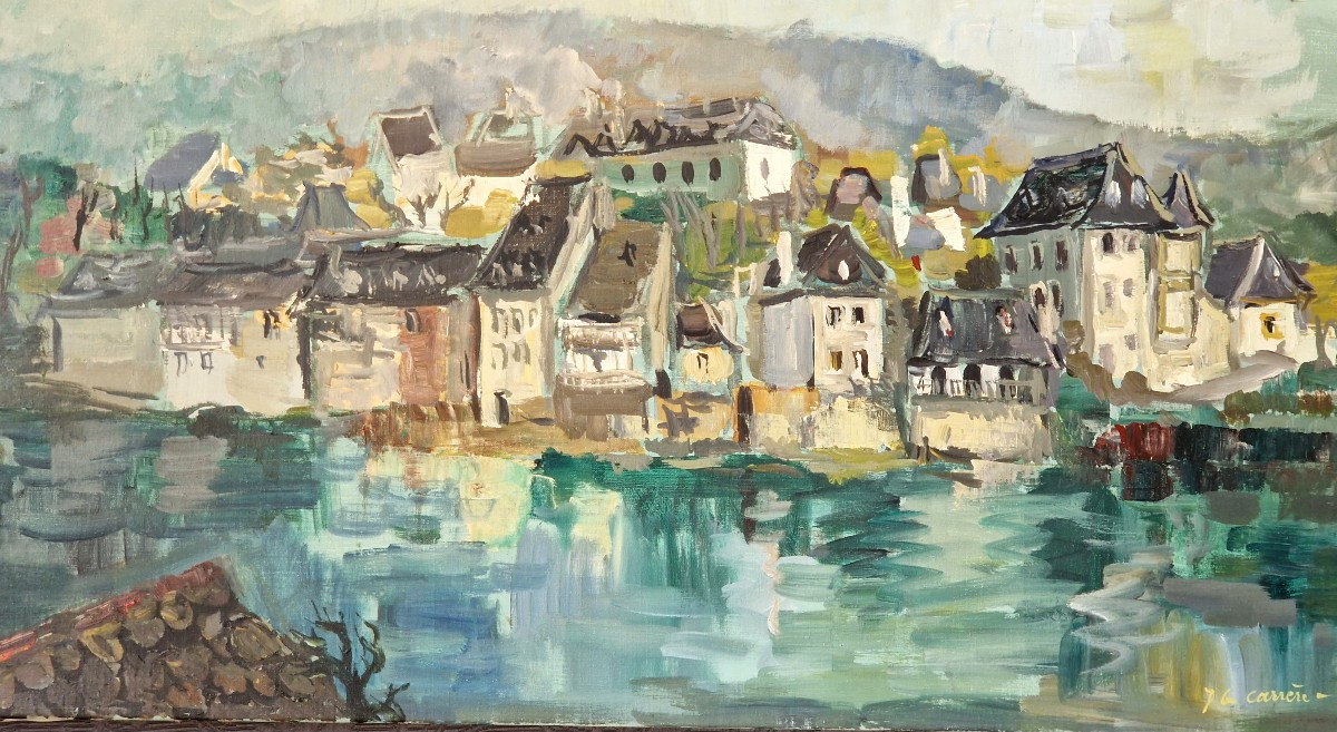 Village Of Argentat-sur-dordogne By Jean Gerard Carrère (1922-2015)-photo-2