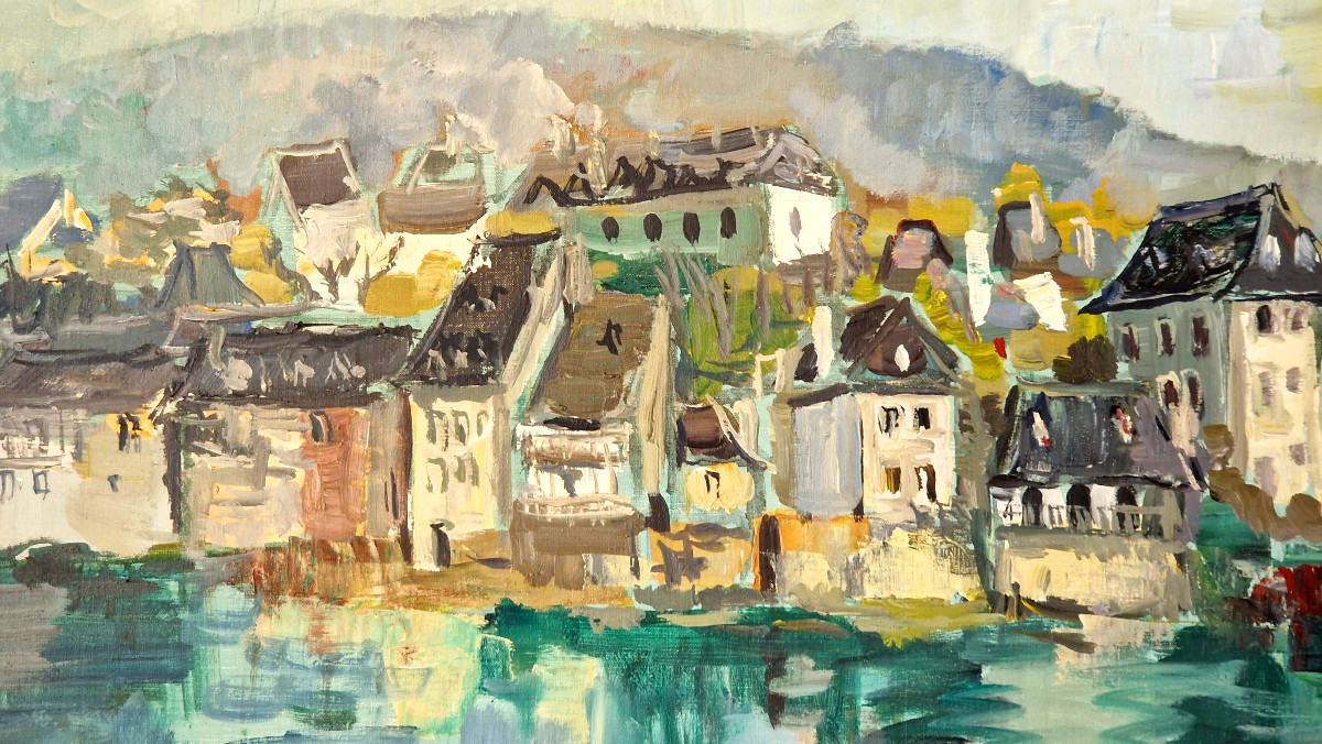 Village Of Argentat-sur-dordogne By Jean Gerard Carrère (1922-2015)-photo-2