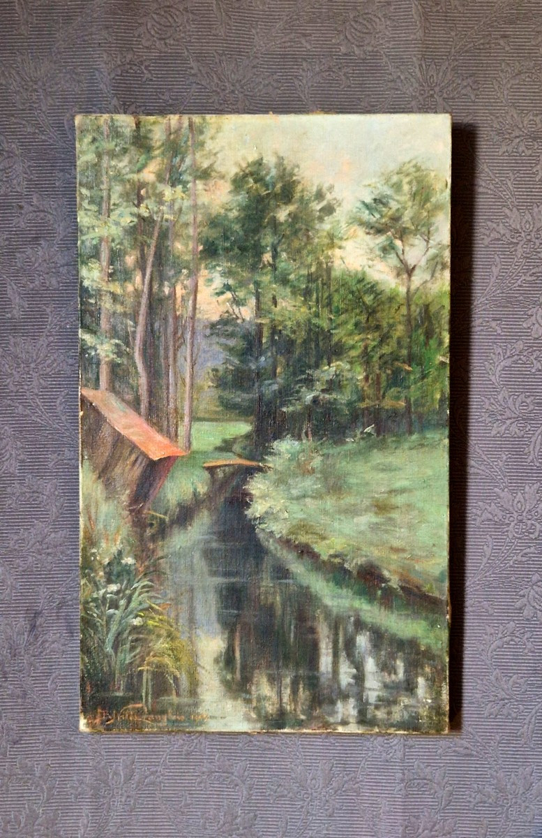 Wash House Near The Woods By Niles Langlois, Dated 1907-photo-2