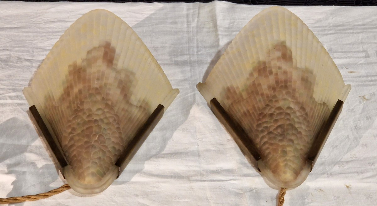 Pair Of Art Deco Style Wall Sconces -photo-4