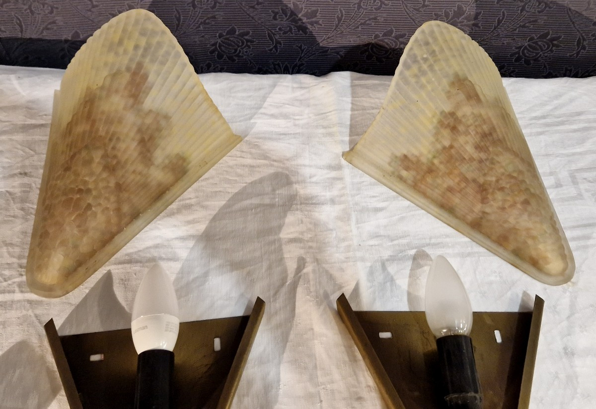 Pair Of Art Deco Style Wall Sconces -photo-8