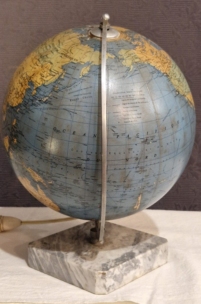 Globe terrestre lumineux en verre XXe-photo-3