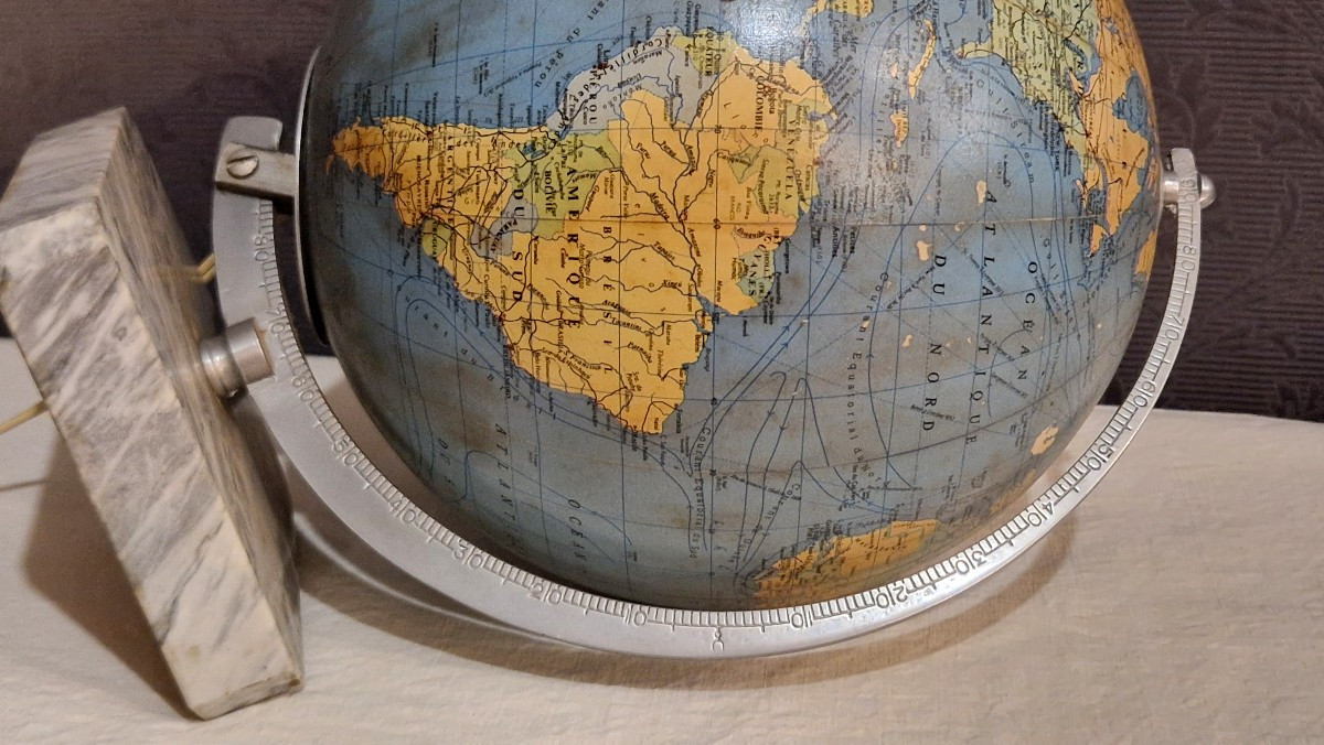 Globe terrestre lumineux en verre XXe-photo-2