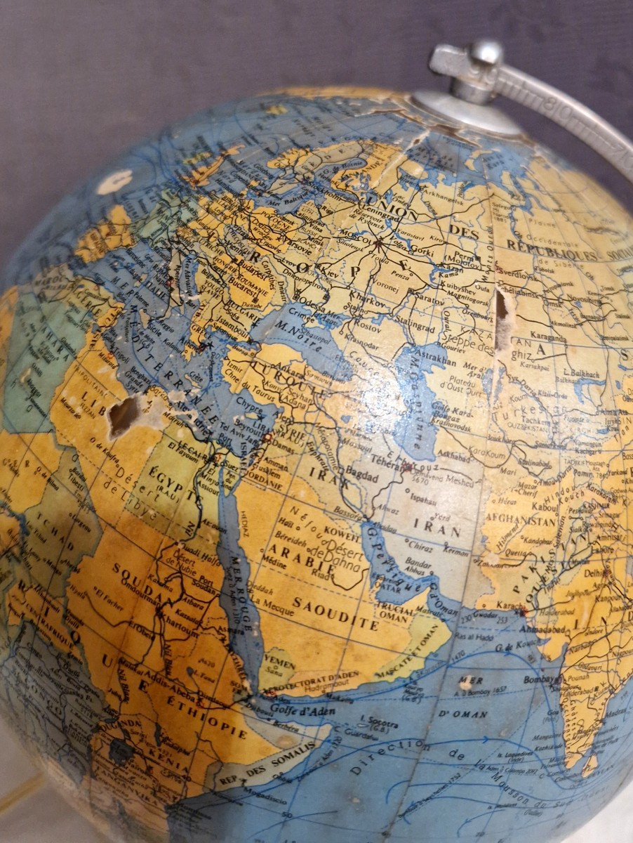 Globe terrestre lumineux en verre XXe-photo-4