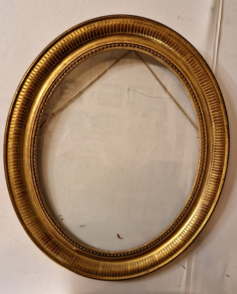 Pair Of Oval Frames Gilded With Gold Leaf, 19th Century-photo-3