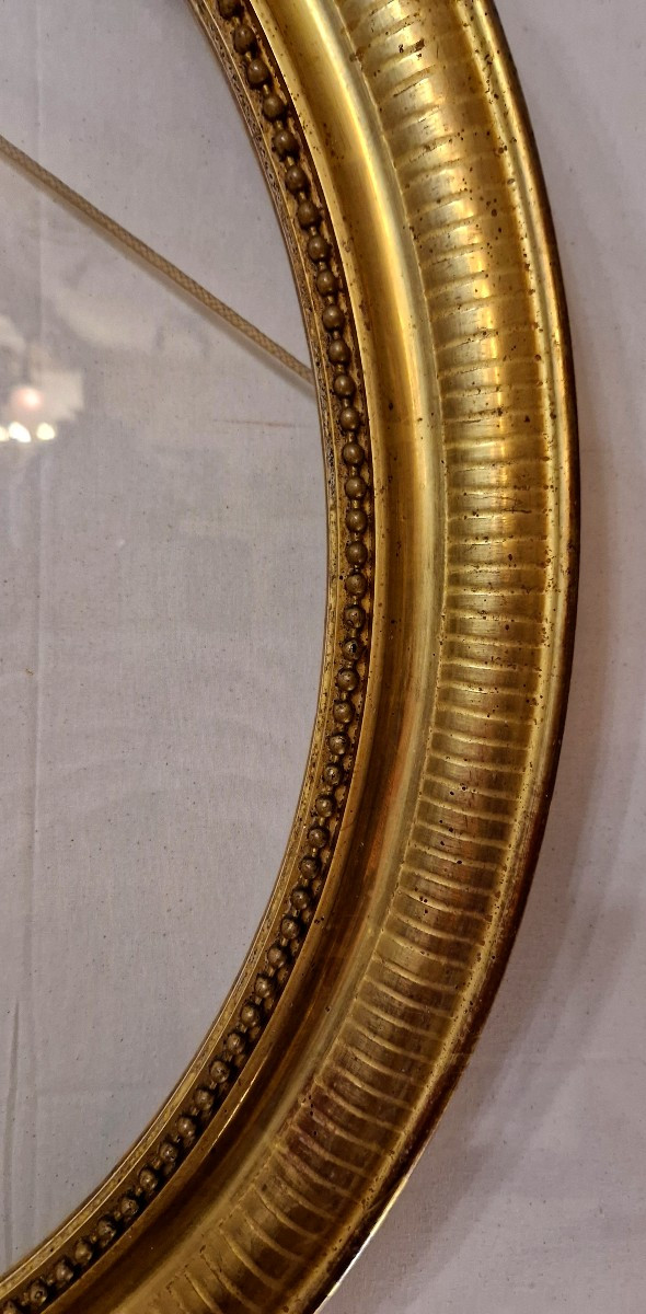 Pair Of Oval Frames Gilded With Gold Leaf, 19th Century-photo-2