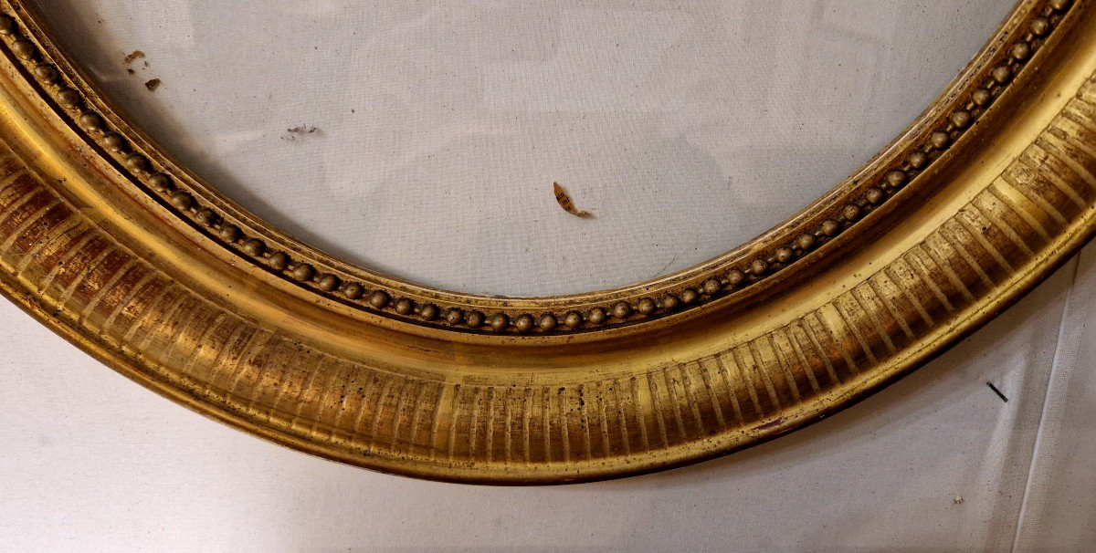 Pair Of Oval Frames Gilded With Gold Leaf, 19th Century-photo-3