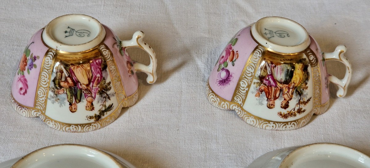 Pair Of Dresden Saxon Porcelain Cups And Saucers-photo-5