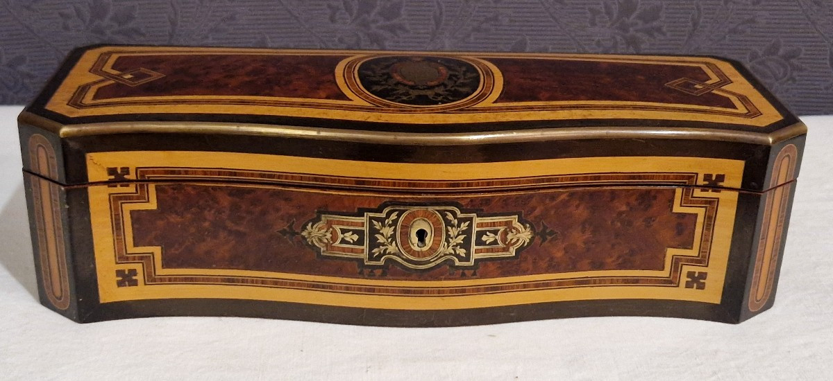 Curved Glove Box In Marquetry, Napoleon III Period -photo-3