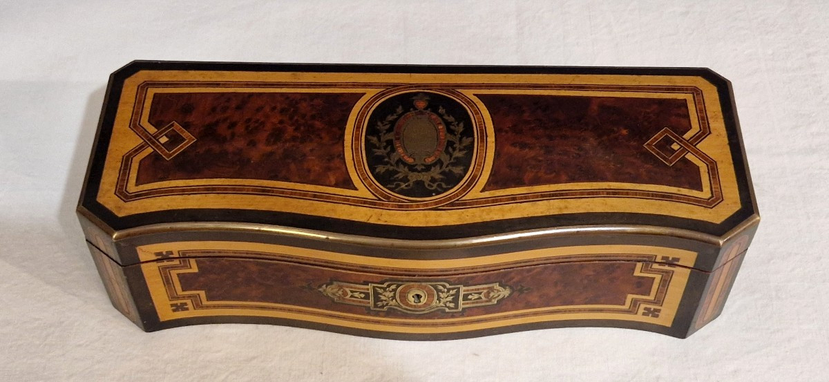 Curved Glove Box In Marquetry, Napoleon III Period -photo-4