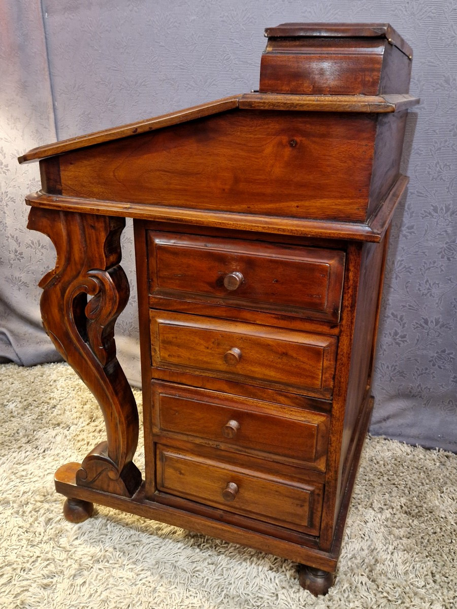 English Davenport Travel Desk, 20th Century, Made Of Mahogany. -photo-3