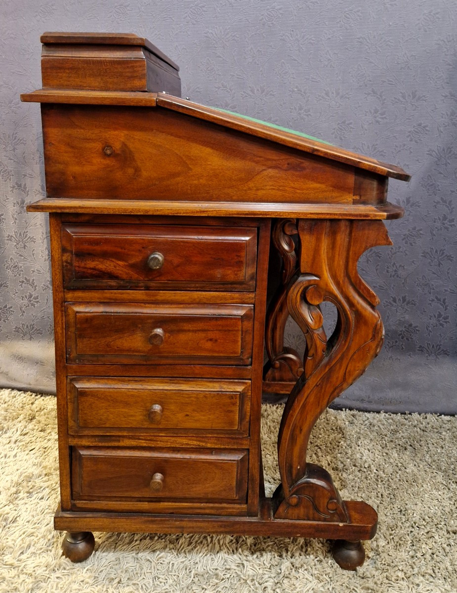 English Davenport Travel Desk, 20th Century, Made Of Mahogany. -photo-4