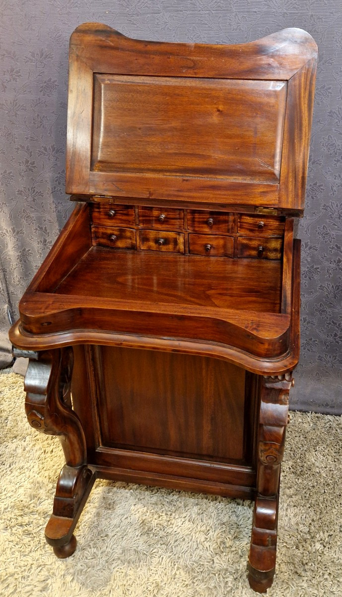 English Davenport Travel Desk, 20th Century, Made Of Mahogany. -photo-3
