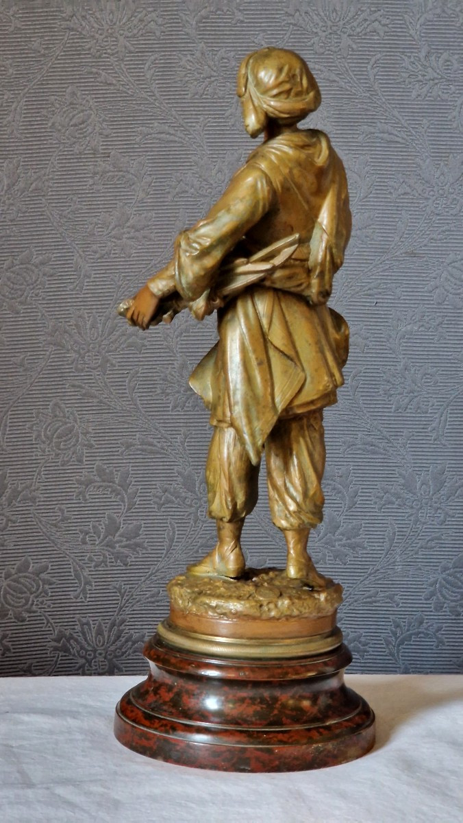 Spelter Sculpture "the Persian" By Théodore Doriot (1829-1937)-photo-2