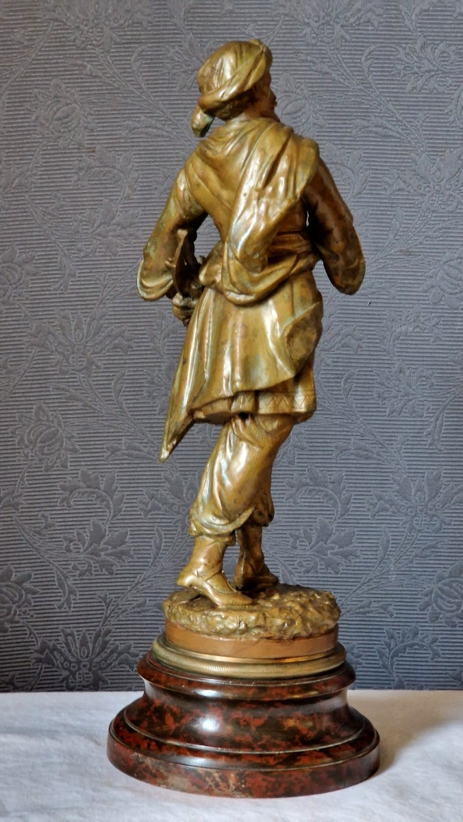 Spelter Sculpture "the Persian" By Théodore Doriot (1829-1937)-photo-3