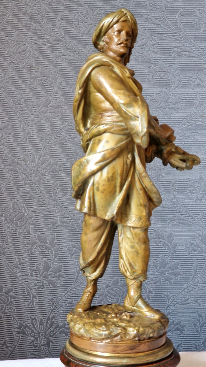 Spelter Sculpture "the Persian" By Théodore Doriot (1829-1937)-photo-4