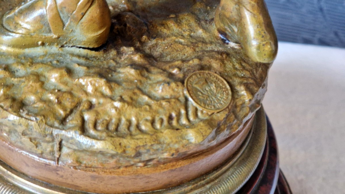 Spelter Sculpture "the Persian" By Théodore Doriot (1829-1937)-photo-4