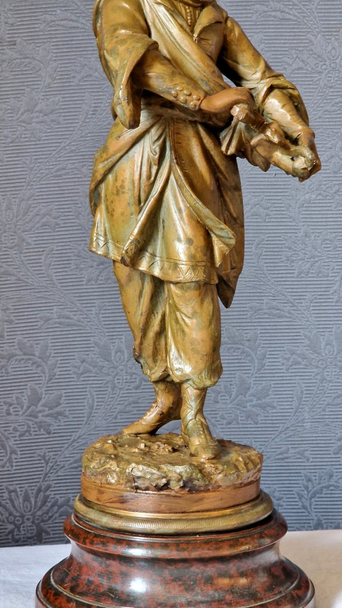 Spelter Sculpture "the Persian" By Théodore Doriot (1829-1937)-photo-5