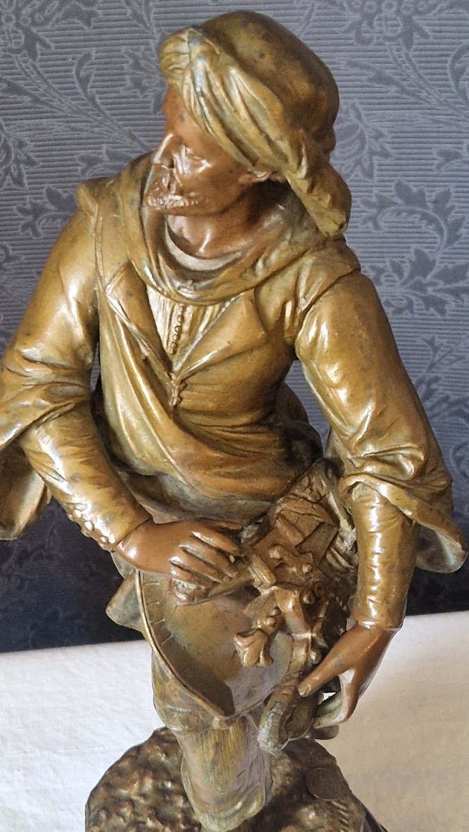 Spelter Sculpture "the Persian" By Théodore Doriot (1829-1937)-photo-6